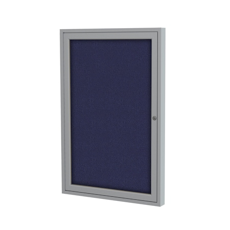 Ghent Enclosed Bulletin Board, 1 Door, Fabric, 3 ft H x 2 ft W, Blue PA13624F-93